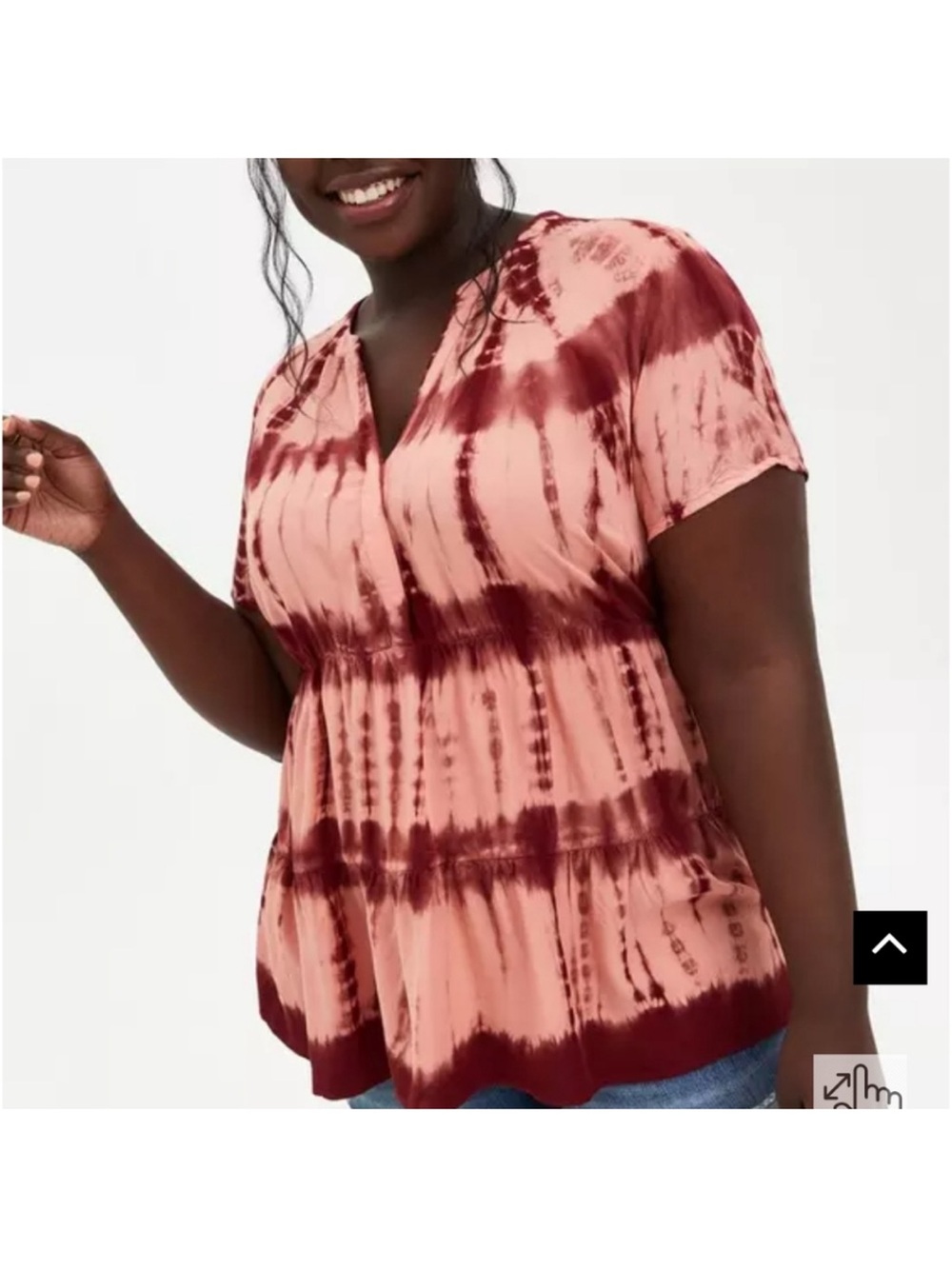 TORRID Pink Tiered Tie Dye Cap Sleeve Tunic Top Babydoll Y2K - Picture 2 of 6
